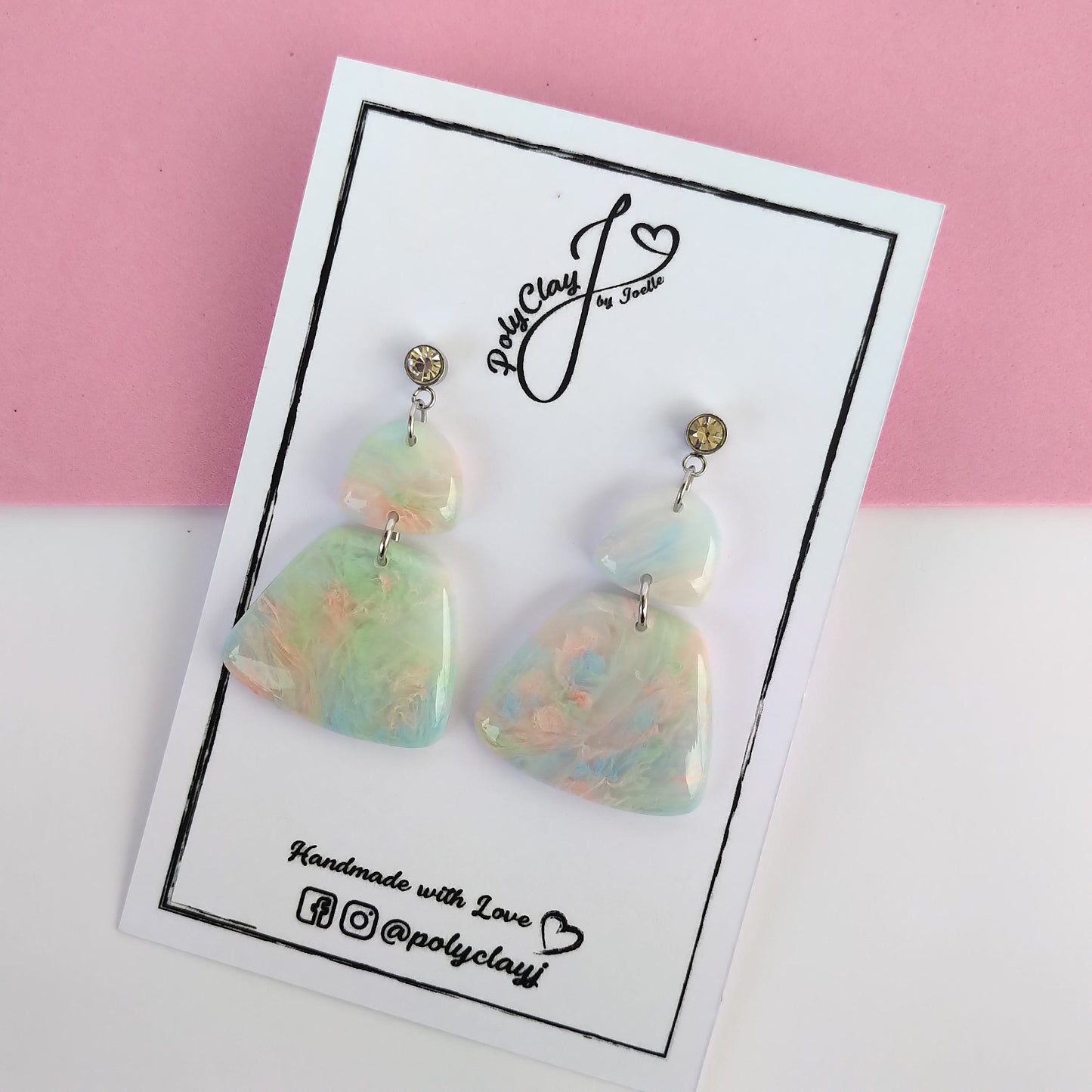 Cloudy Pastels geometric dangles (Silver)