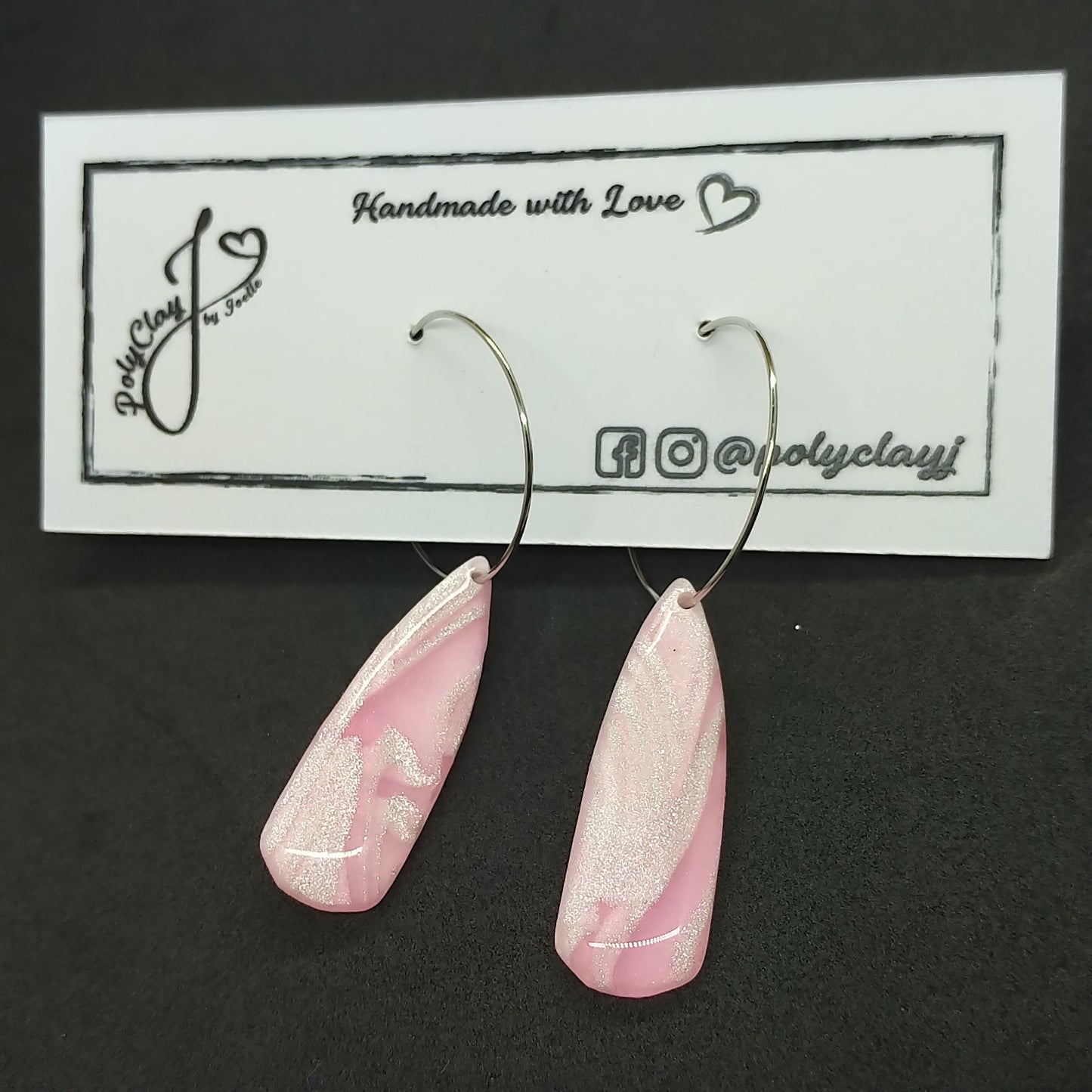 Pink Pearl small dagger hoops (Silver)
