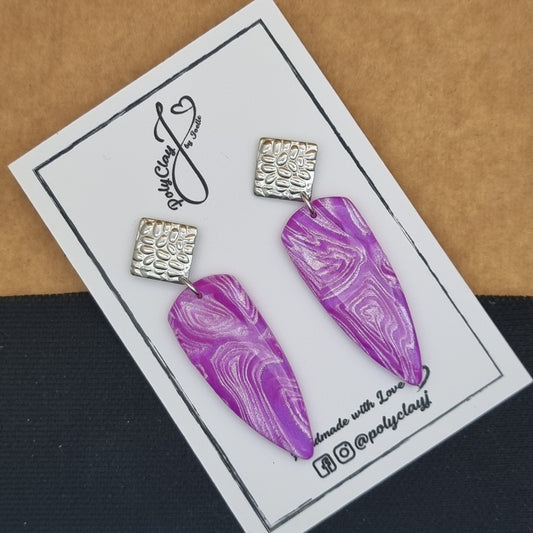 Purple Pearl long dagger dangles (Silver)