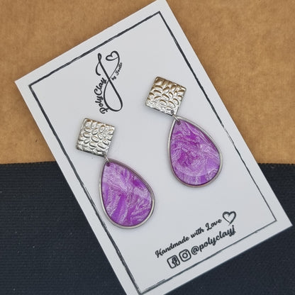 Purple Pearl teardrop dangles (Silver)