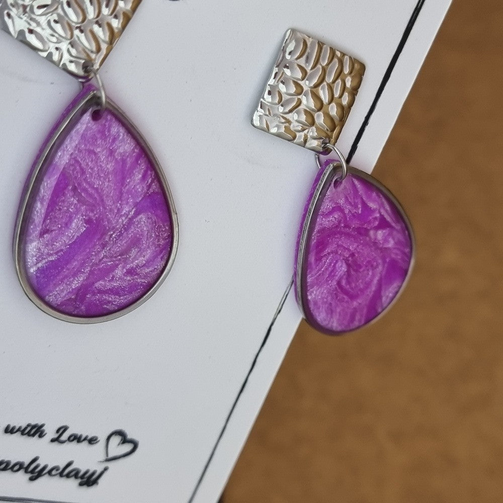 Purple Pearl teardrop dangles (Silver)