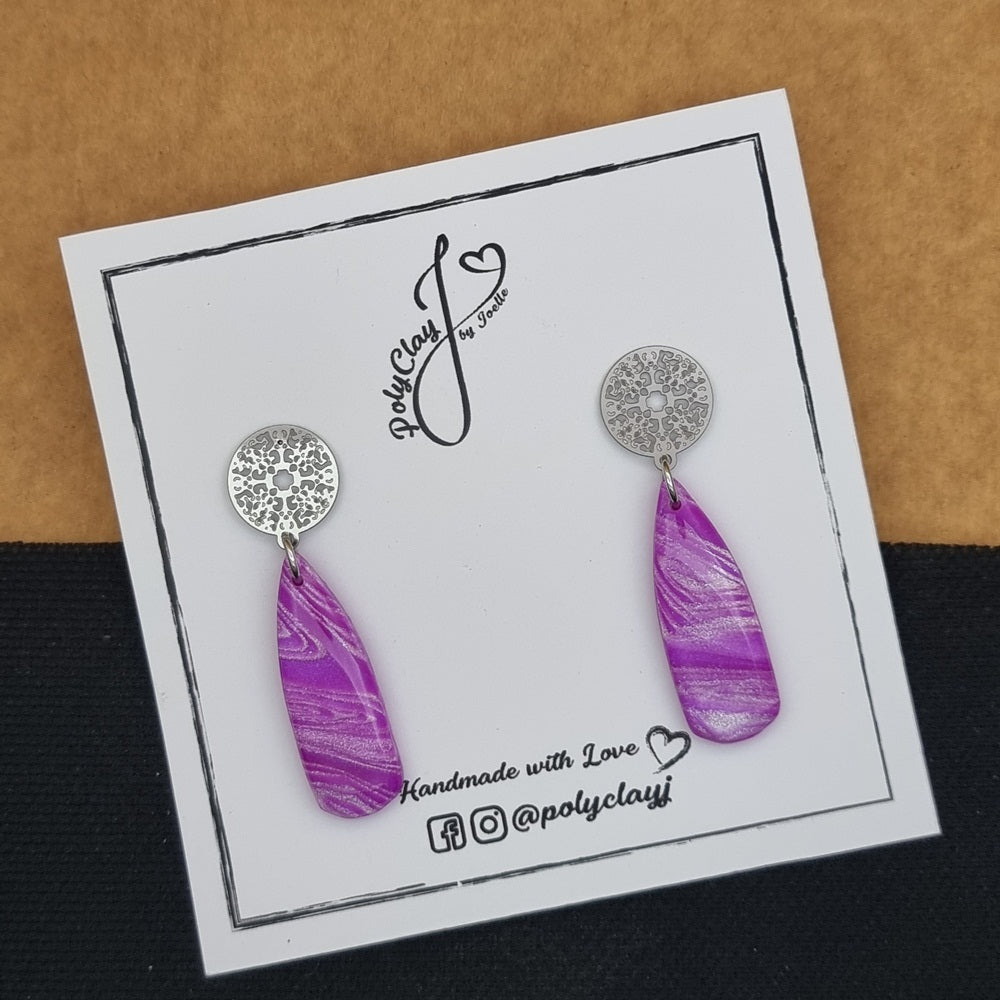 Purple Pearl small dagger dangles (Silver)