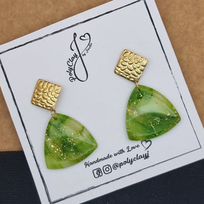 Bright green and gold Rounded triangle dangles