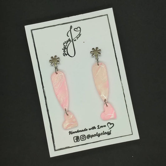 Pink Pearl small dagger & teardrop dangles (Silver)