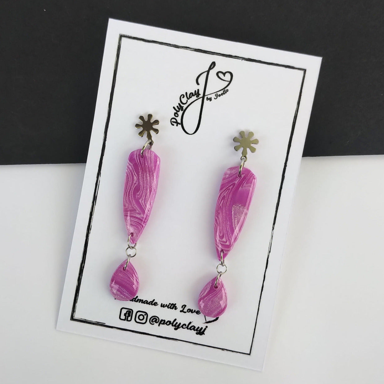 Purple Pearl small dagger & teardrop dangles (Silver)