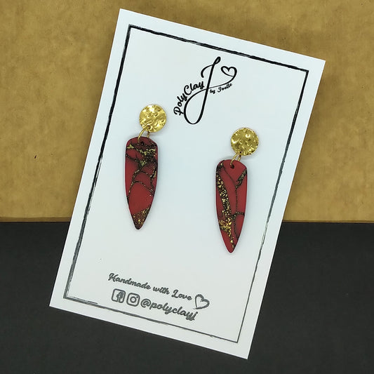 Red, black and gold small dagger dangles (Gold)